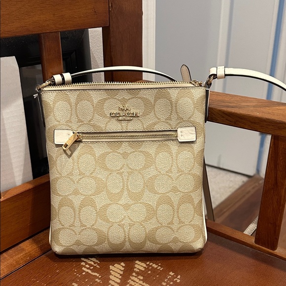 Coach Handbags - Coach Beige Messenger Crossbody Bag